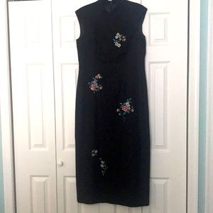 Dress Barn Black Dress with Floral Embroidering